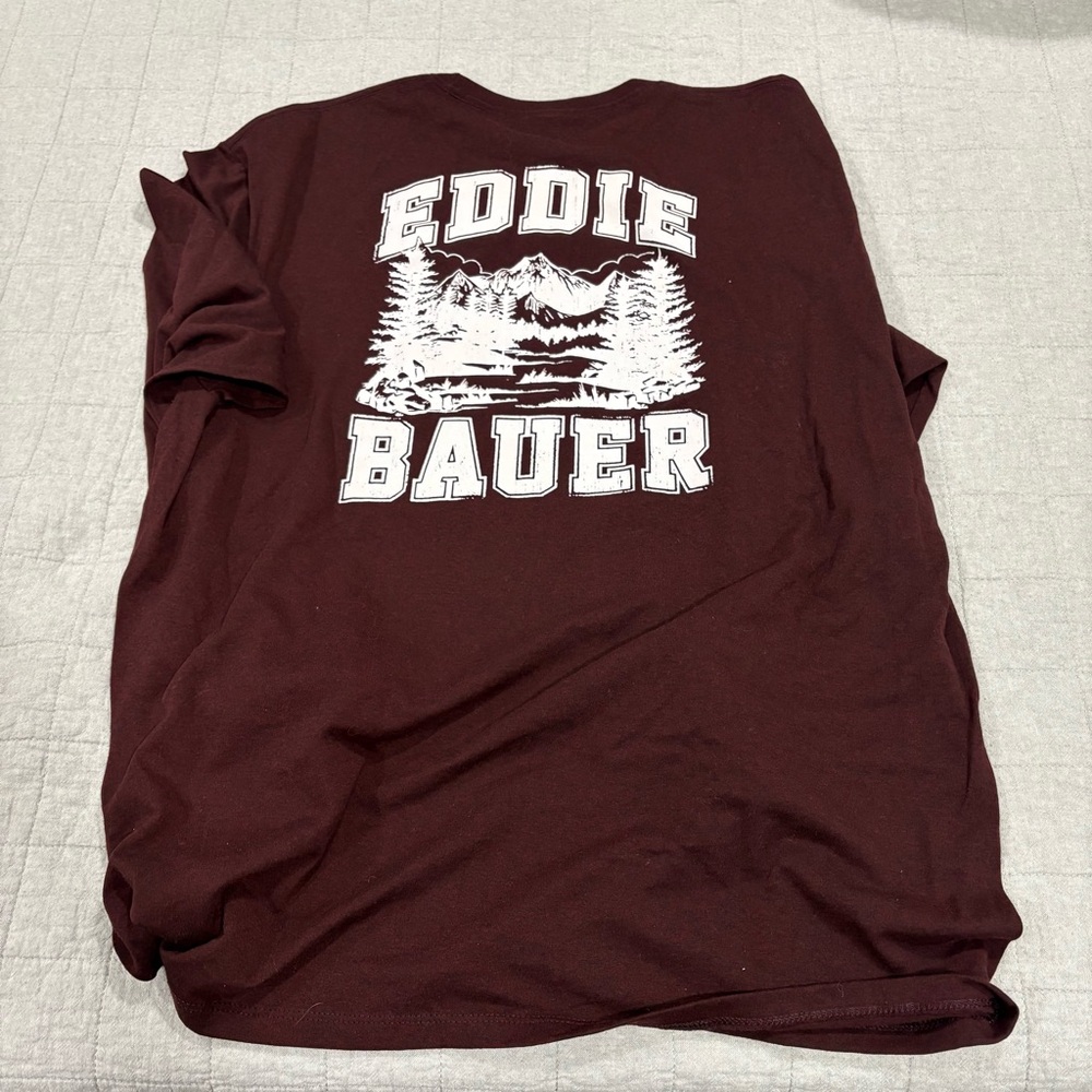 NWT Eddie Bauer Men’s Graphic Logo Ridge Long Sleeve Burgundy Maroon XXL - Picture 4 of 4
